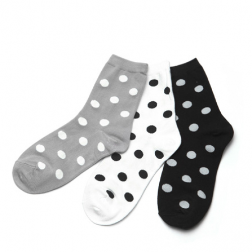 韩国高档SZ官网女装 秋冬 可爱小圆点黑白灰经典短袜