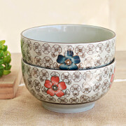 NDP 陶瓷面碗餐具 日式汤碗釉下彩小汤碗 6寸瓷碗套装 3个尺寸选