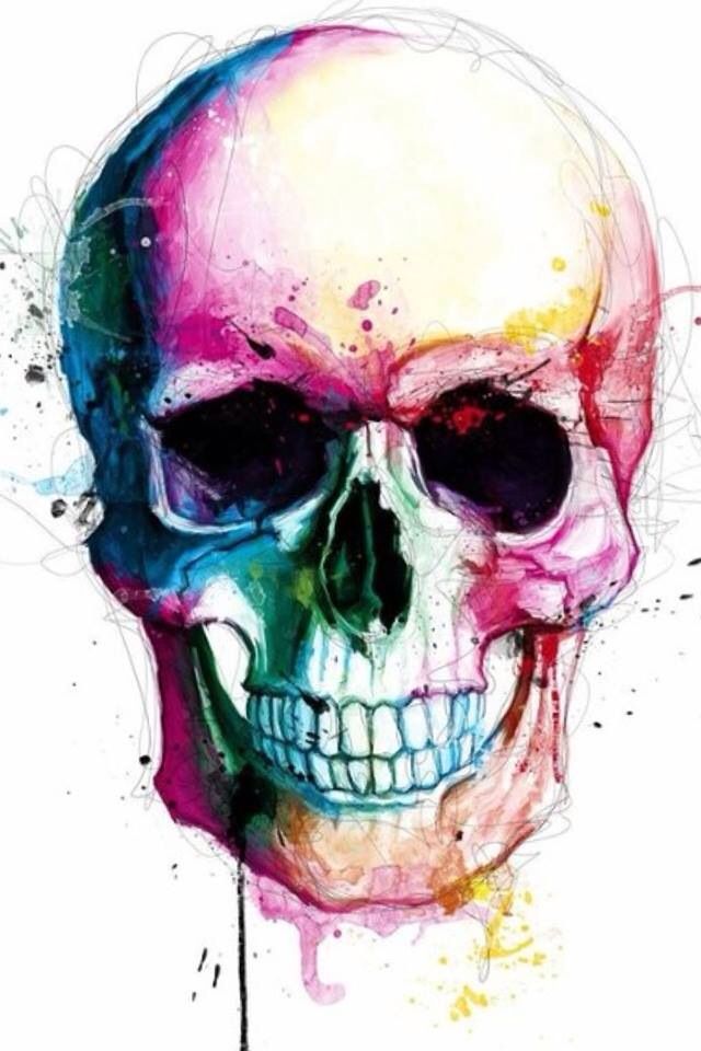 watercolor skull