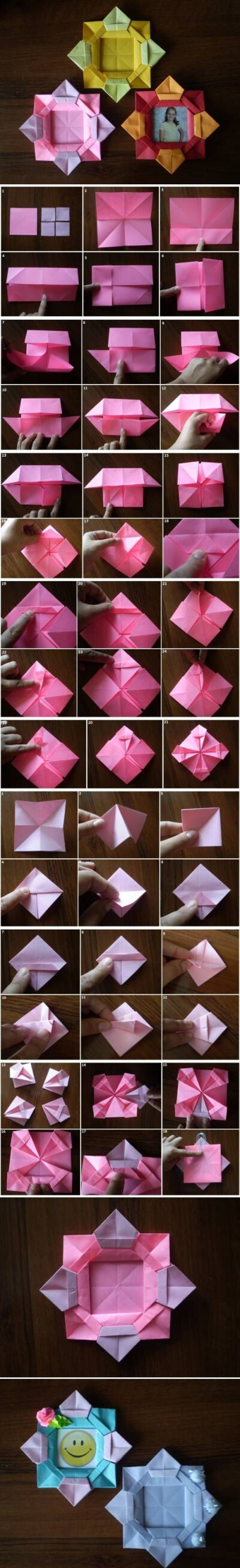 How to make Origami Flower Picture Frame step by step DIY tutorial instructions, How to, how to do, diy instructions, crafts, do it yourself, diy website, art project ideas