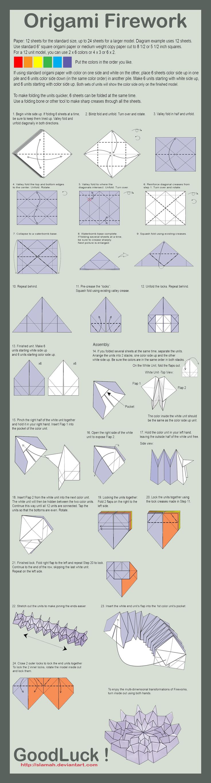 Origami Firework Folding Instructions | Origami Instruction