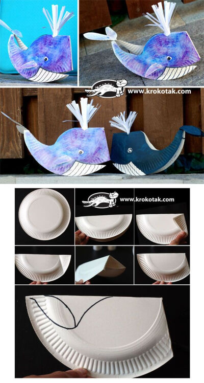 A paper plate whale craft for kids. #kidscraft #preschool #whale