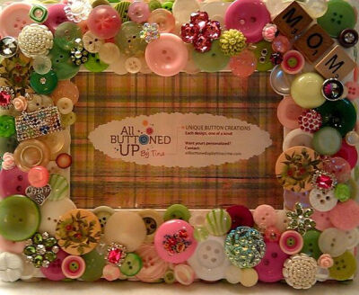 Mother Themed Pink &amp;amp; Green Button Picture by allbuttonedupbytina, $40.00