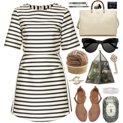 A fashion look from August 2014 featuring half sleeve dress, toe thongs and brown tote. Browse and shop related looks.