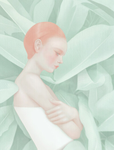 女孩与花。作者：Hsiao Ron Cheng