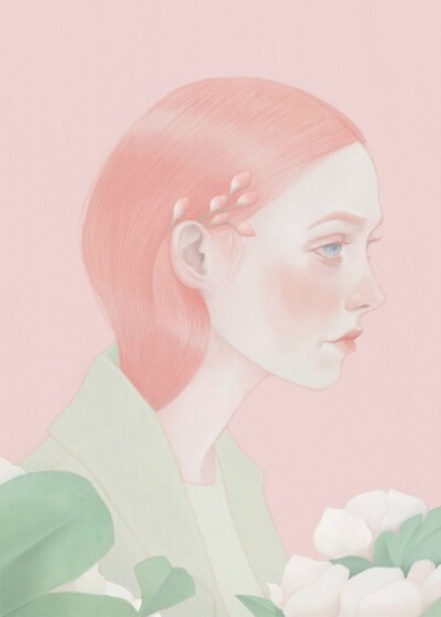 女孩与花。作者：Hsiao Ron Cheng