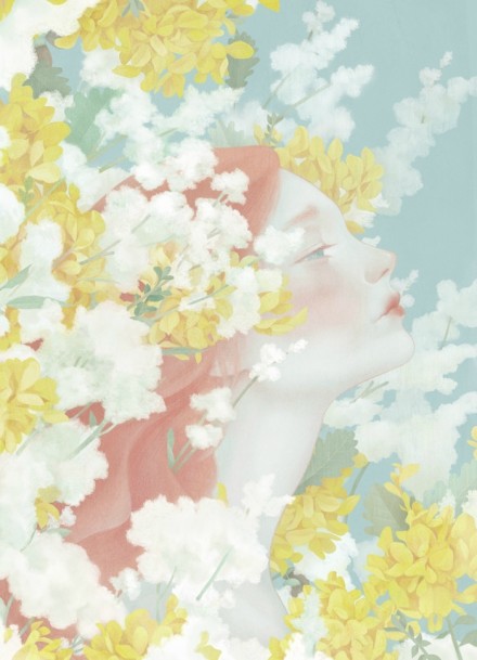 女孩与花。作者：Hsiao Ron Cheng