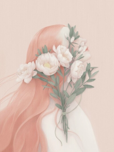 女孩与花。作者：Hsiao Ron Cheng