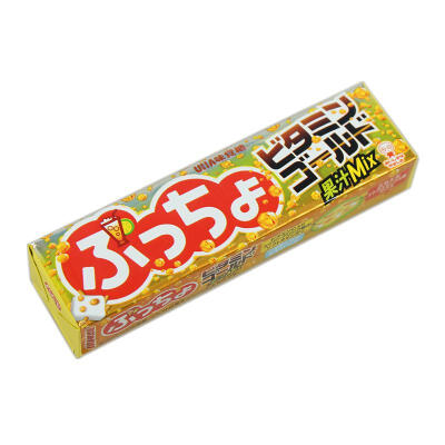 日本悠哈UHA维生素碳酸果汁MIX夹心软糖糖中糖50g10粒入味觉糖