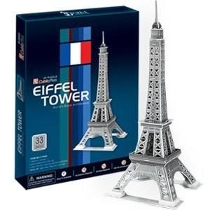 乐立方 3d立体拼图建筑模型 巴黎埃菲尔铁塔 DIY纸模型C705h