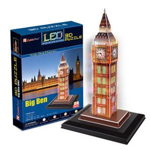 乐立方 3d立体拼图灯饰纸模型 英国伦敦大本钟 配灯饰 LED模型