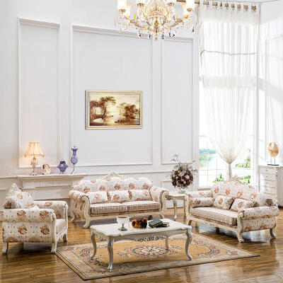 MASDO新古典 欧式布艺沙发 客厅布艺沙发 组合沙发 实木沙发