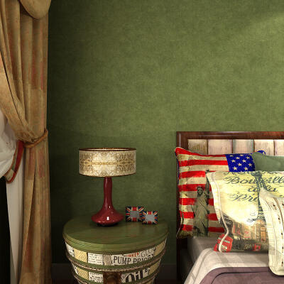 歌诗雅美式复古乡村壁纸 卧室客厅背景墙 无纺布深绿色墙纸132