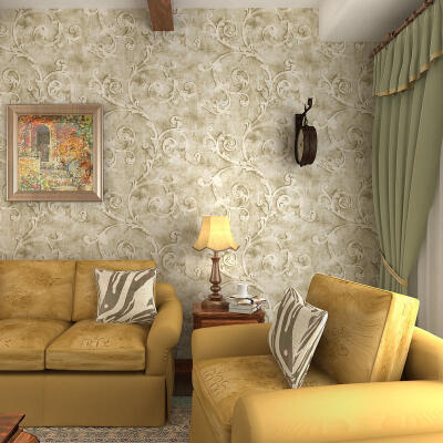 歌诗雅墙纸 卧室客厅 大花莨苕叶怀旧做旧壁纸185 欧式复古风格