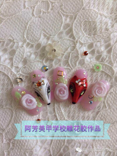 美甲雕花 卡通雕花作品