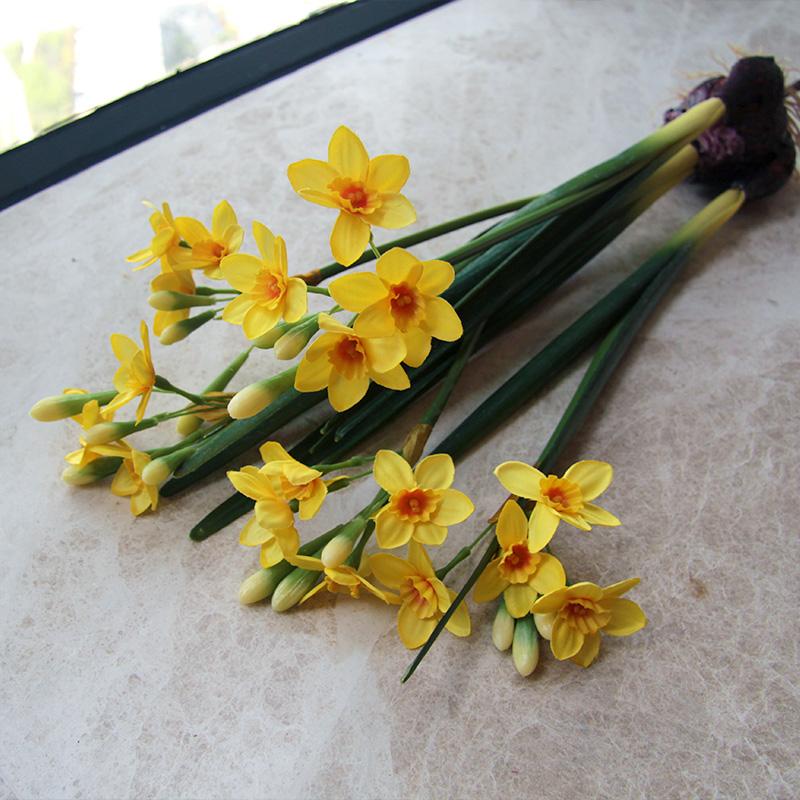 知根 绢花 仿真水仙花 超大束高仿真花 假花水仙花 家居装饰花