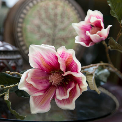 仿真花玉兰花 假花绢花装饰花 家居饰品 客厅餐桌摆设花 仿真花艺