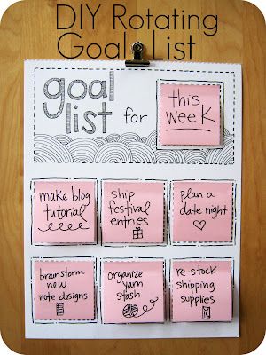 DIY Rotating Goal List. Love this idea - I have been wondering how to organize goals! I have some of this paper, too. From cornflowerblue studio - a great crochet artist!