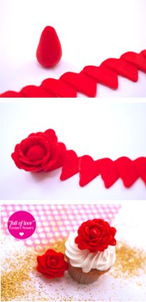 How to make 'Full of Love' flowers out of mini fondant hearts.