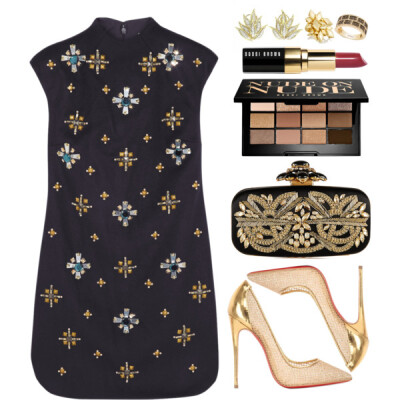 A fashion look from December 2014 featuring Tory Burch, gold pointy toe pumps and oscar de la renta handbags. Browse and shop related looks.