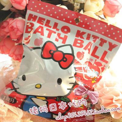 现货*日本HELLO KITTY 发泡碳酸保湿美肌浴球 1个 附小玩具 超萌