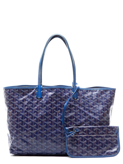 Navy Monogram Coated St. Louis PM Tote Bag by Goyard