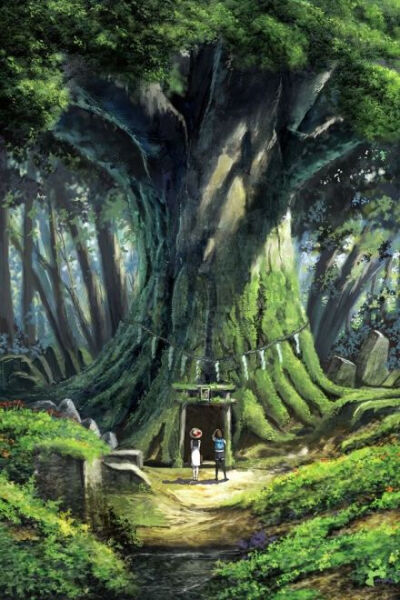 一组非常漂亮的二次元乡间风景壁纸，无水印分享。