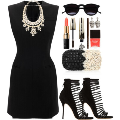 A fashion look from July 2014 featuring v neck dress, high heels stilettos and chain jewelry. Browse and shop related looks.