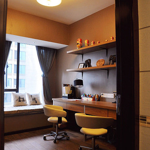 创意透明卫浴间 103平现代婚房书房现代简约透明浴室婚房三居室书桌