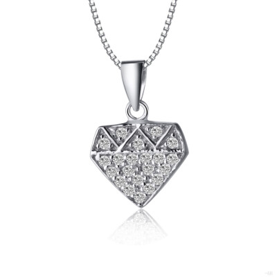 2014诺亚丝S925纯银钻石型形三角项链女士水钻锆石满钻吊坠银饰品