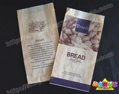 环保食品级牛皮纸袋 糕点面包包装袋 bread time 3.5元8个