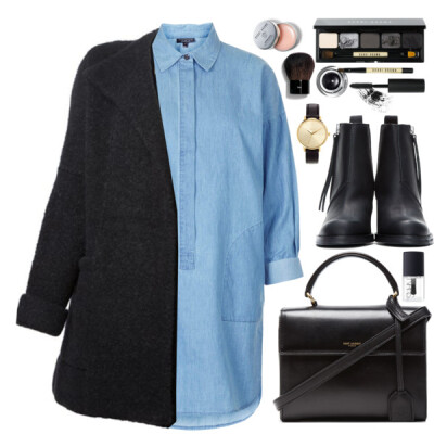 A fashion look from December 2014 featuring shirt-dress, Burberry and black boots. Browse and shop related looks.