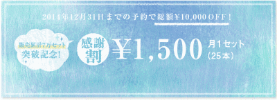 2014年12月31日までのご予約で総額¥10,000OFF!