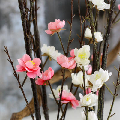 家居热卖 高级仿真花绢花梅花 雨竹腊梅 客厅落地装饰花红白腊梅