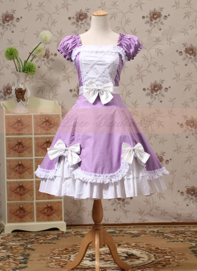 定制 【蕾丝花园】复古洋装 LOLITA宫廷刺绣花边蝴蝶结紫色连衣裙 现货
