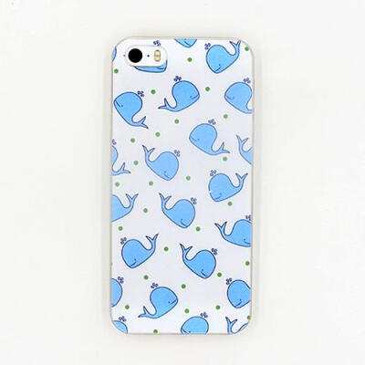 文艺小清新可爱蓝色小鲸鱼iPhone55s手机壳磨砂超薄外壳最