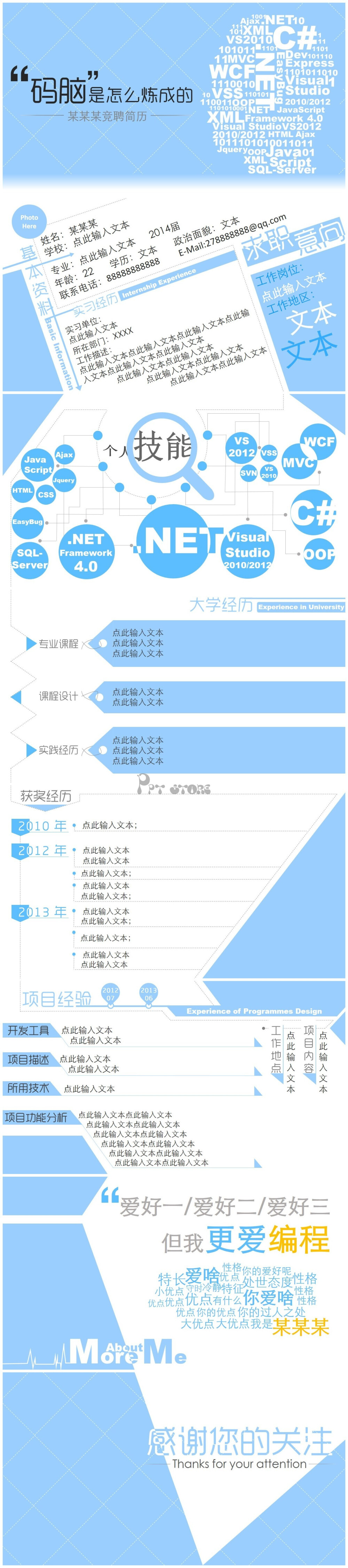 C15 IT人才简历模板PPT模板