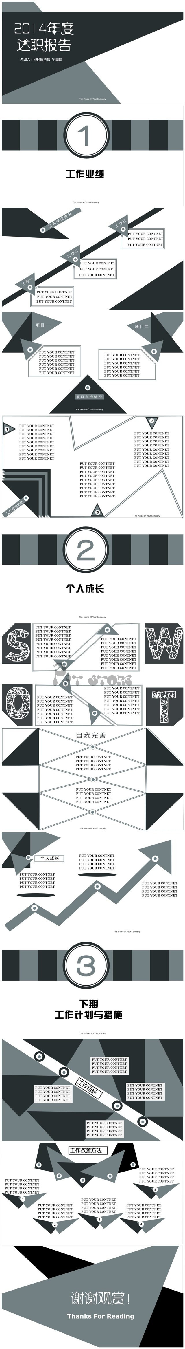 述职简约模板PPT模板