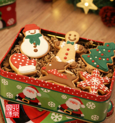圣诞节饼干创意礼品翻糖饼干手工曲奇糖霜饼干圣诞礼物全国配送
