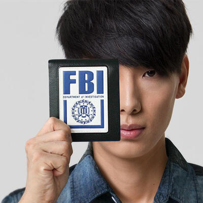 惊蛰原创潮品 FBI 创意生日礼物 短款牛皮男女款钱包卡包真皮