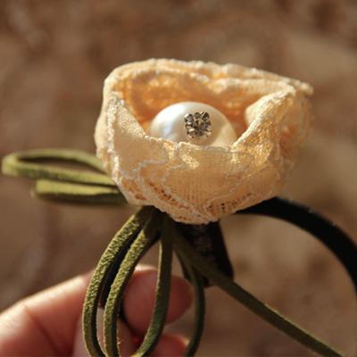 ONIONHOD洋葱谷仓 花之舞 蕾丝皮筋原创发饰头饰品 大珍珠发圈