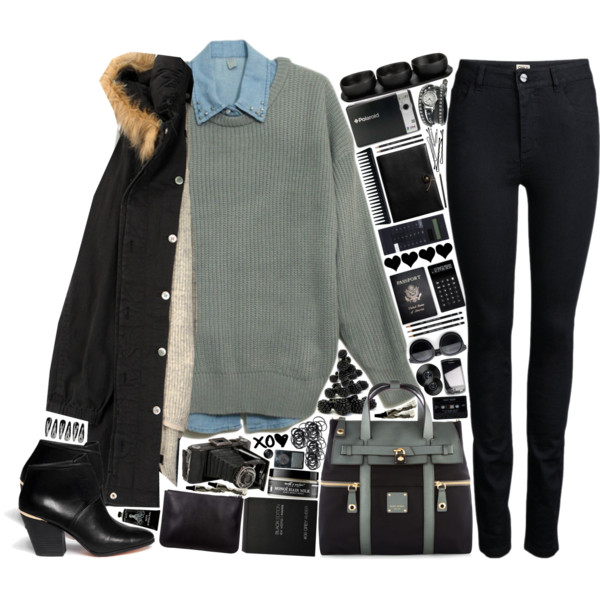 A fashion look from December 2014 featuring Humör, tall skinny jeans and black leather booties. Browse and shop related looks.