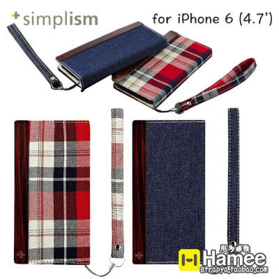 现货!日本Simplism 小本书式天然木&amp;布料制 卡套+支架iPhone6皮套