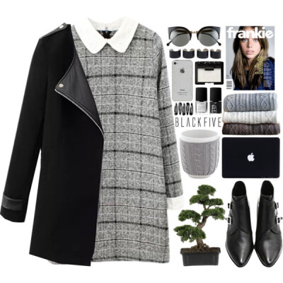 A fashion look from December 2014 featuring long sleeve dresses, leather coats and black boots. Browse and shop related looks.