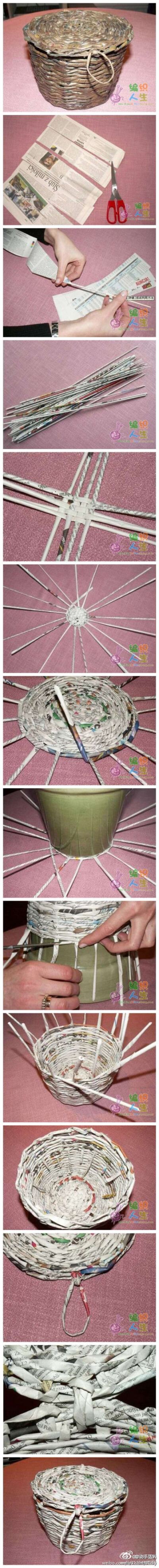 废纸编织筐