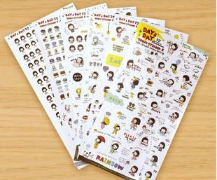 韩国 PONY BROWN透明贴纸 Day&amp;Day可爱女孩贴纸 装饰贴纸 6张入