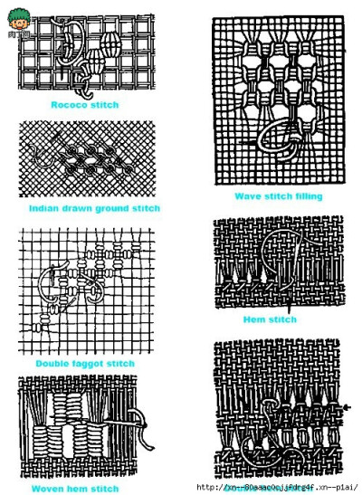 108种英国传统刺绣针法教程 刺绣基本针法大全