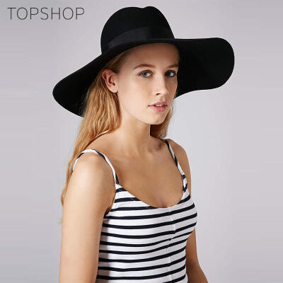 TOPSHOP 女士秋冬纯羊毛大檐帽时尚百搭简洁轮廓礼帽 19K19GBLK