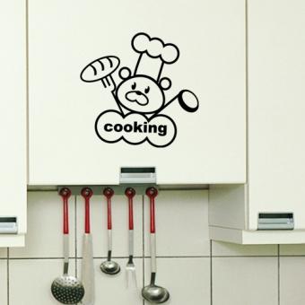 雅风墙贴 cooking bear sticker 厨房餐厅壁橱橱柜卡通装饰壁贴纸