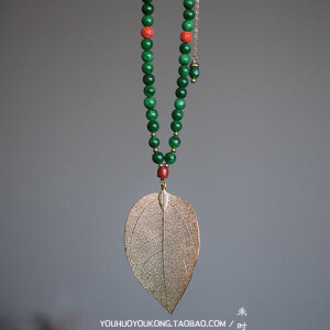 未时原创 铁龙青金叶子毛衣链 宫廷风 纯手工制作 独家